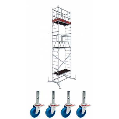 Rusztowanie aluminiowe Krause ClimTec (0,65x1,50m) wys. rob. 7,00m + rolki jezdne Ø 125mm